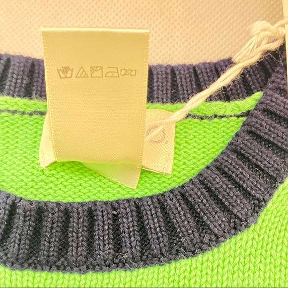 Best & Co. NWT Stripe Fly Crew Sweater Kids 6 Navy and Green - Picture 6 of 9